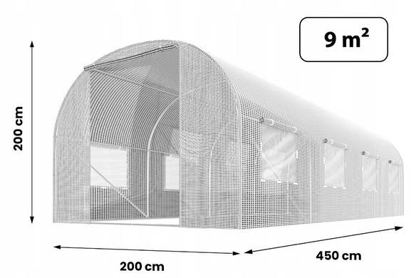 Садовая теплица с окнами Plonos 9m2 Белая = 450х200х200 см (4972-A)