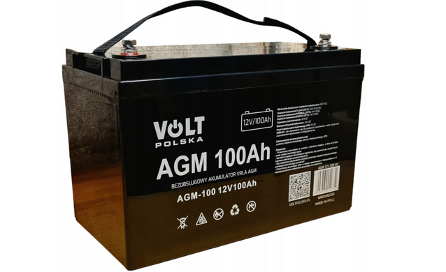 Комплект Аккумулятор VOLT AGM VRLA 100Ah 12V + Зарядное устройство для авто Volt Polska