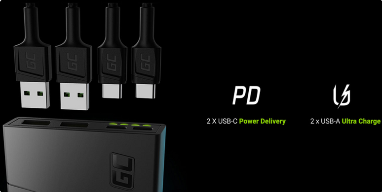 Powerbank Green Cell PowerPlay 10S 10000mAh/PD/UC/18W Black (PBGC02S)