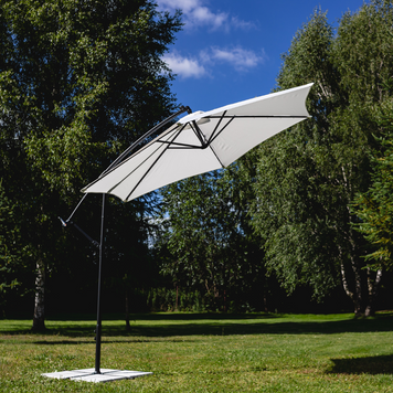 Складна садова парасолька LEOBRO з боковим подовжувачем і LED підсвічуванням, білий