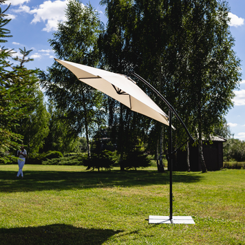 Складна садова парасолька з боковим подовжувачем та LED підсвічуванням LEOBRO Бежевий