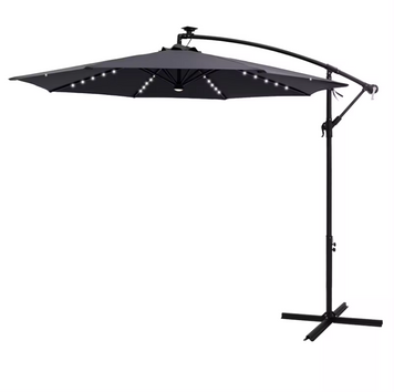 Розкладна садова парасолька з бічним подовжувачем та LED підсвічуванням LEOBRO, сірий