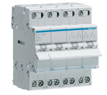 Перемикач HAGER SFT440, із загальним виходом зверху, 4-пол., 40А/400В