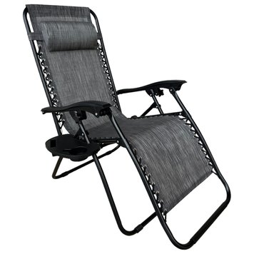 Розкладне крісло шезлонг Zero Gravity LEOBRO Темно-сіре