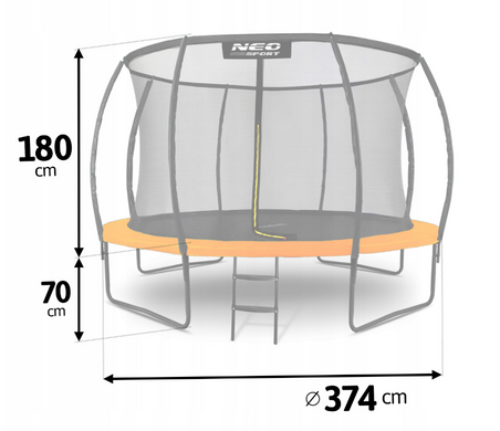 Батут Neo-Sport Premium 374 см с внутренней сеткой (NS-12C201)