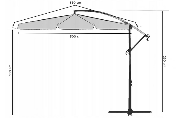 Складной садовый зонтик с боковым удлинителем Plonos Зеленая (4232)
