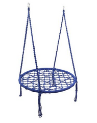 Садовая качеля гнездо плетеная подвесная FUN FIT Синяя круглая для детей 80 см