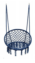 Садовая качеля гнездо плетеная подвесная FUN FIT Синяя круглая для детей 110 см
